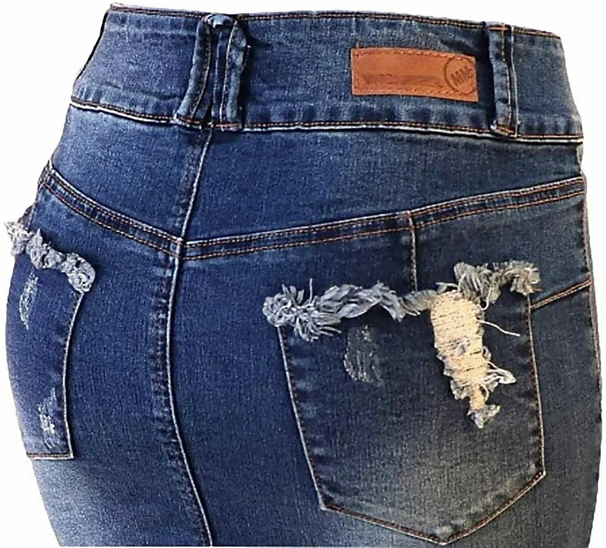 Plus Size Midi Ripped Denim Jean Skirt Y9955