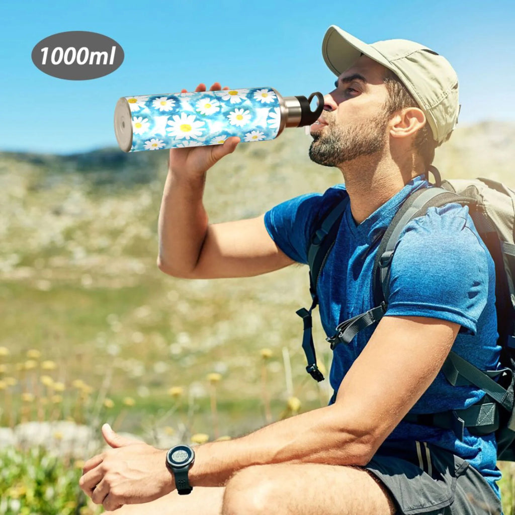 Blue Stainless Steel Insulated Water Bottle with Straw Lid J555907