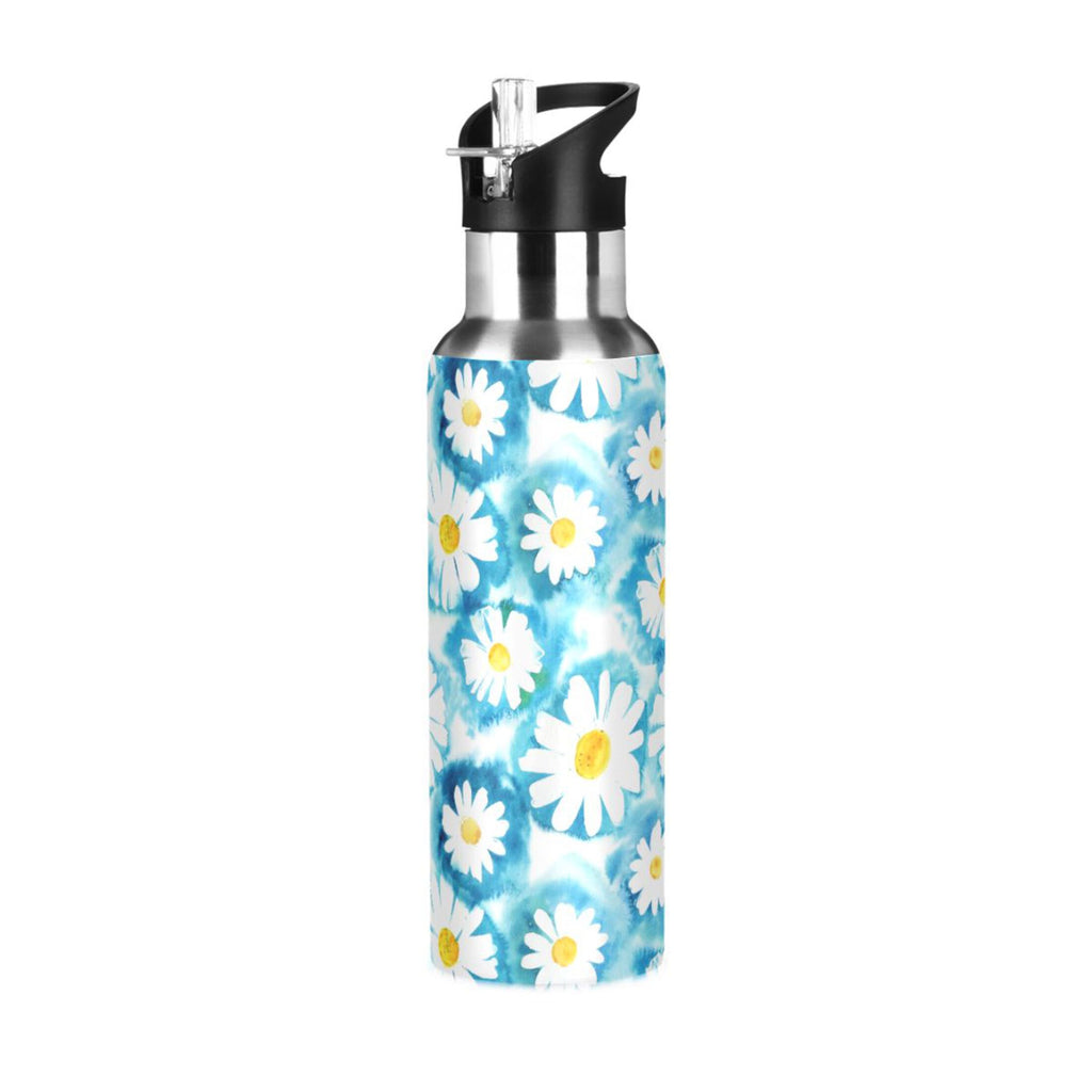 Blue Stainless Steel Insulated Water Bottle with Straw Lid J555907