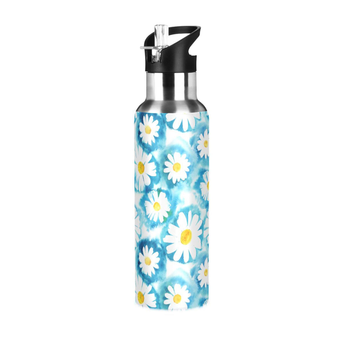 Blue Stainless Steel Insulated Water Bottle with Straw Lid J555907