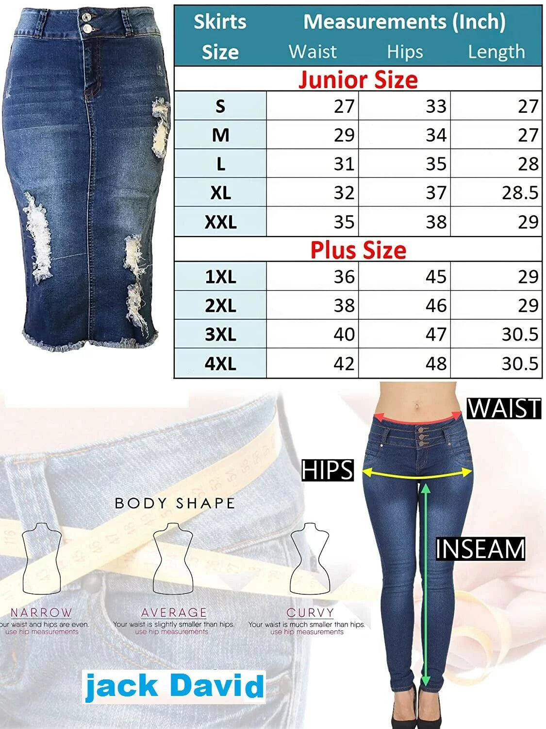 Plus Size Midi Ripped Denim Jean Skirt Y9955