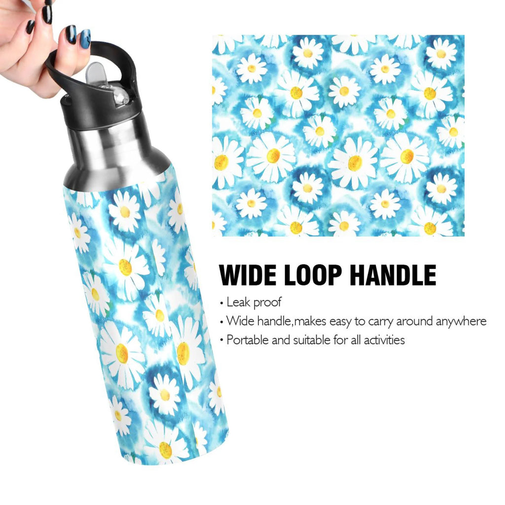 Blue Stainless Steel Insulated Water Bottle with Straw Lid J555907
