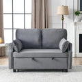 Grey Velvet Upholstered Recliner Bed with Pull-Out Sleeper Sofa Folding Loveseat R543