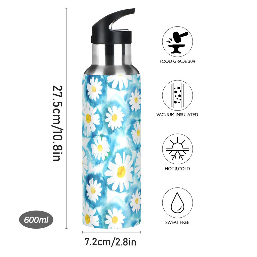 Blue Stainless Steel Insulated Water Bottle with Straw Lid J555907